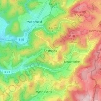 Altenothe topographic map, elevation, terrain