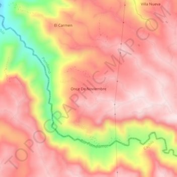 Once De Noviembre topographic map, elevation, terrain