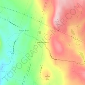 West Stephentown topographic map, elevation, terrain