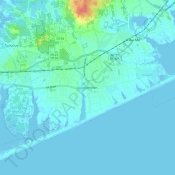 Southampton topographic map, elevation, terrain