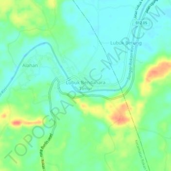 Lubuk Bendahara Timur topographic map, elevation, terrain