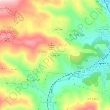 Zelenika topographic map, elevation, terrain