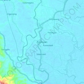 Patimuan topographic map, elevation, terrain