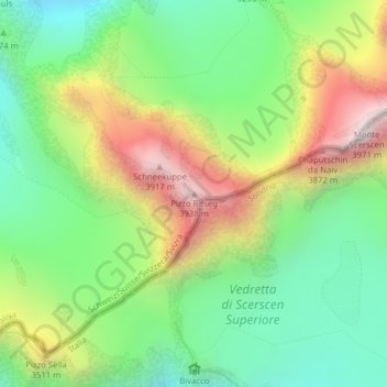 Pizzo Roseg topographic map, elevation, terrain