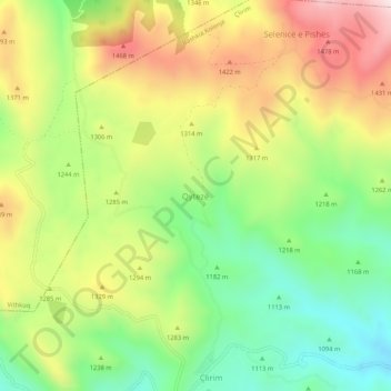 Qytezë topographic map, elevation, terrain