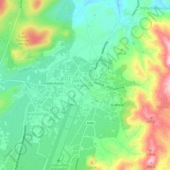 Kastelli topographic map, elevation, terrain