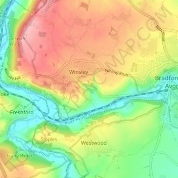 Turleigh topographic map, elevation, terrain