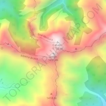 Jorge topographic map, elevation, terrain