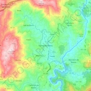 Fermil de Basto topographic map, elevation, terrain