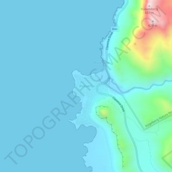Rooiels topographic map, elevation, terrain