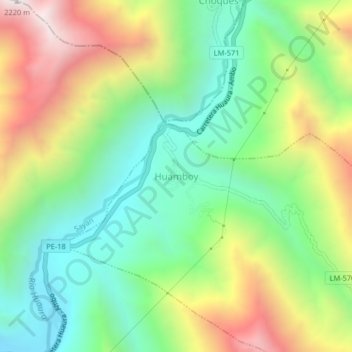 Huamboy topographic map, elevation, terrain
