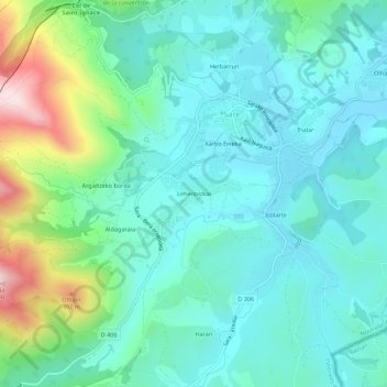 Lehenbizkai topographic map, elevation, terrain