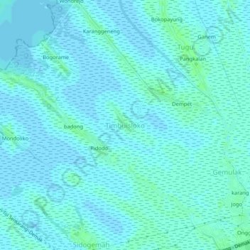 Timbulsloko topographic map, elevation, terrain