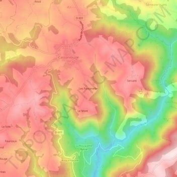 Les Fontanelles topographic map, elevation, terrain