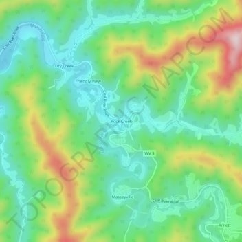 Rock Creek topographic map, elevation, terrain