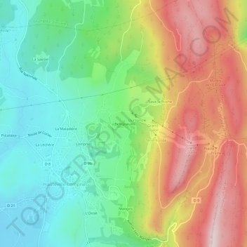 Belligneux topographic map, elevation, terrain