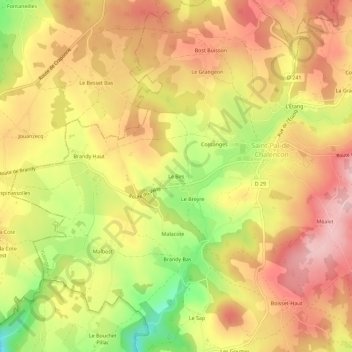 Le Bes topographic map, elevation, terrain