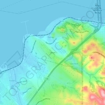 Oleum topographic map, elevation, terrain