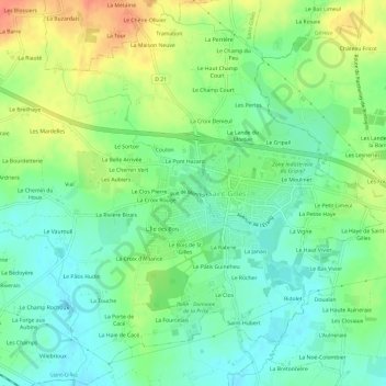 Le Champ des Pommiers topographic map, elevation, terrain