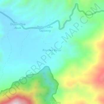 Poyowa Besar Ii topographic map, elevation, terrain