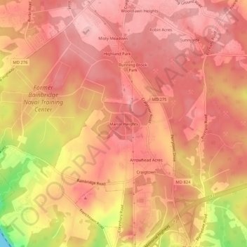 Manor Heights topographic map, elevation, terrain