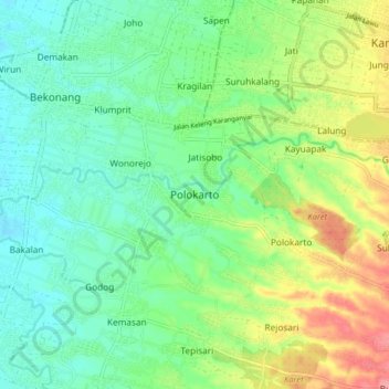 Polokarto topographic map, elevation, terrain