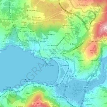 Porto topographic map, elevation, terrain