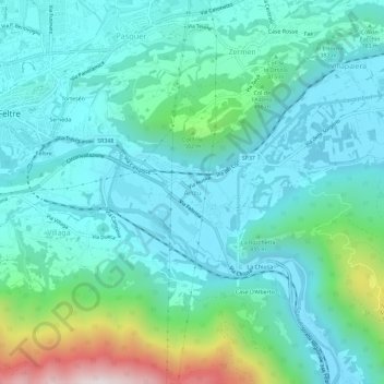 Anzù topographic map, elevation, terrain