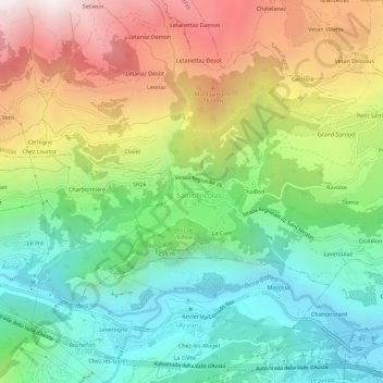Fossaz topographic map, elevation, terrain