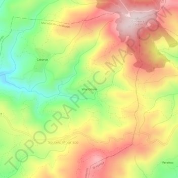 Vilar Douro topographic map, elevation, terrain