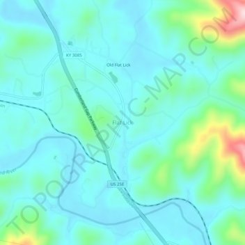 Flat Lick topographic map, elevation, terrain