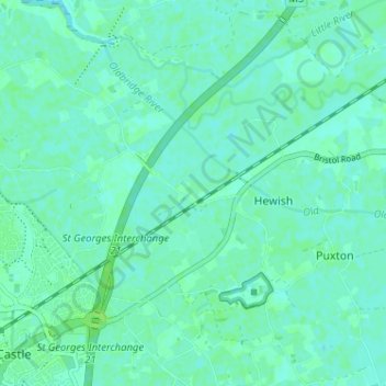 West Hewish topographic map, elevation, terrain