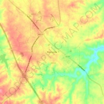 Perryville topographic map, elevation, terrain