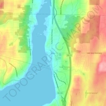 Purdy topographic map, elevation, terrain