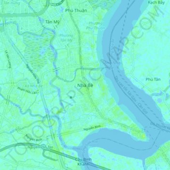 Nhà Bè topographic map, elevation, terrain