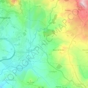 Moure topographic map, elevation, terrain