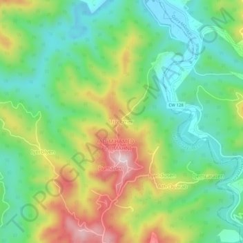 Tizi Ameur topographic map, elevation, terrain