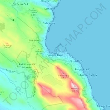 Simon's Town topographic map, elevation, terrain