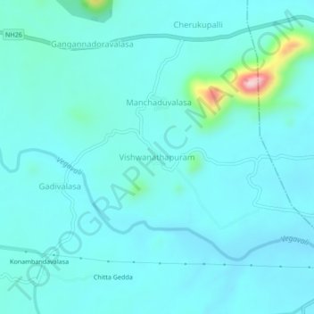 Vishwanathapuram topographic map, elevation, terrain