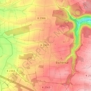 Goggenbach topographic map, elevation, terrain
