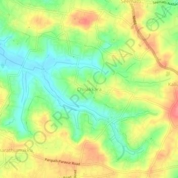 Chirakkara topographic map, elevation, terrain