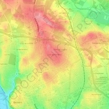 Croix de Pomeirac topographic map, elevation, terrain