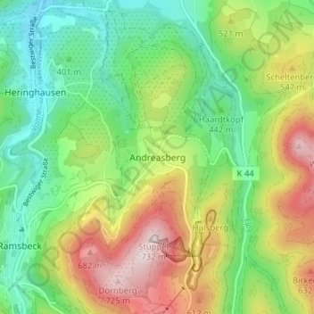 Andreasberg topographic map, elevation, terrain