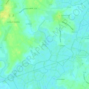 Anchais topographic map, elevation, terrain