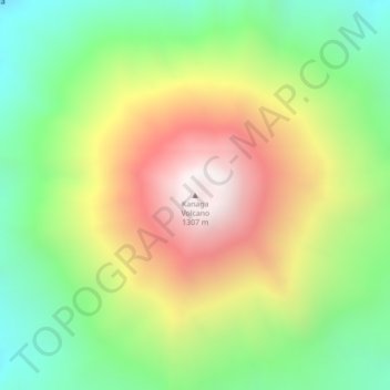 Kanaga Volcano topographic map, elevation, terrain