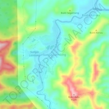 Sungai Lembing topographic map, elevation, terrain