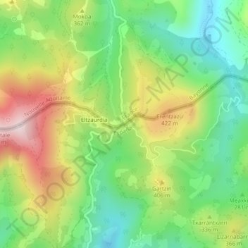 Col d'Ibardin topographic map, elevation, terrain