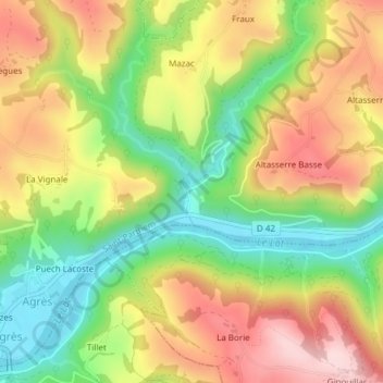 Puech du Cayla topographic map, elevation, terrain