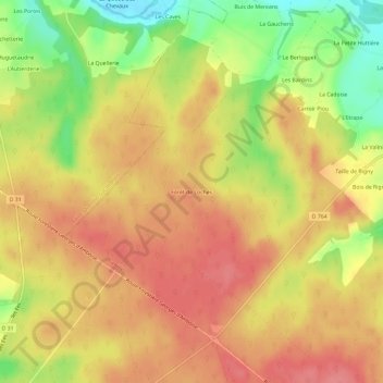 Forêt de Loches topographic map, elevation, terrain