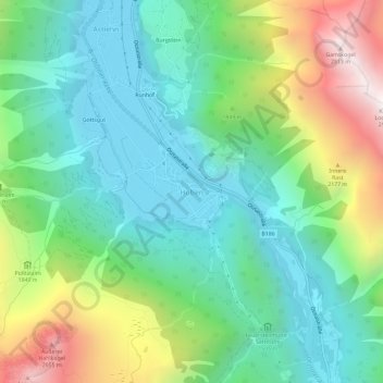 Huben topographic map, elevation, terrain